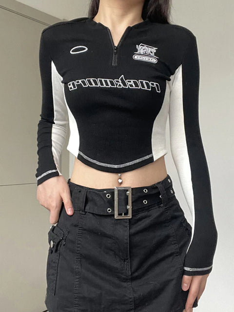 black-white-ribbed-knit-stitched-printed-zipper-top-2