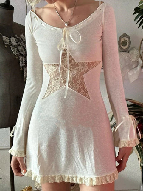 white-sweet-lace-ruffles-flare-sleeve-dress-1