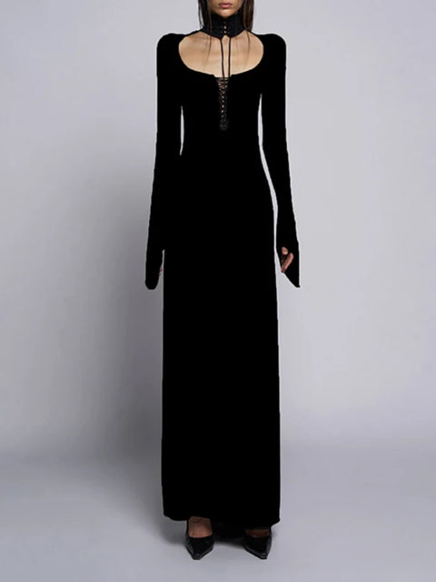 gothic-turtleneck-choker-lace-up-long-dress-1