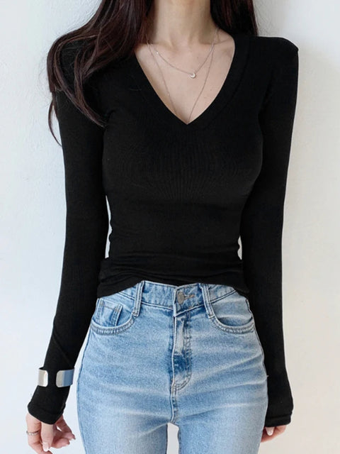 casual-v-neck-black-long-sleeve-top-1