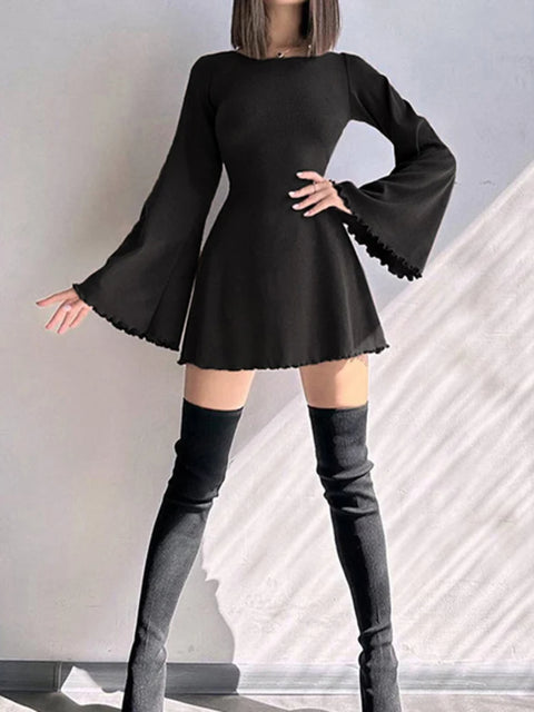 backless-flare-sleeve-knit-lace-up-dress-1