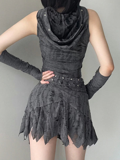 gothic-grey-rivet-ripped-aesthetic-irregular-hem-short-skirt-4