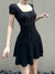 gothic-black-knitted-lace-puff-sleeve-a-line-short-dress-4