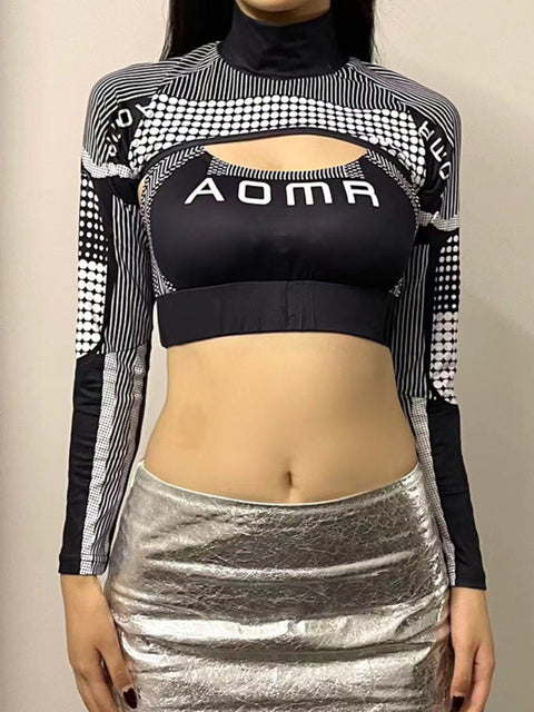 biker-stripe-letter-printed-high-neck-top-2