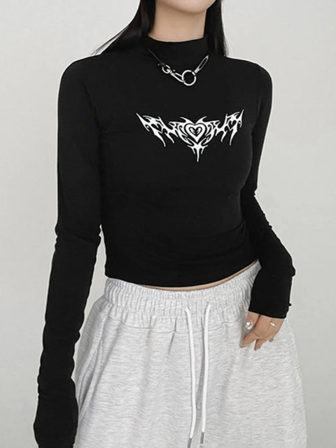 gothic-dark-print-skinny-turtleneck-cropped-top-1