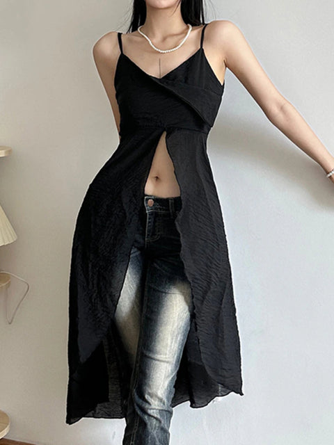 casual-holidays-black-sleeveless-halter-strap-long-top-3