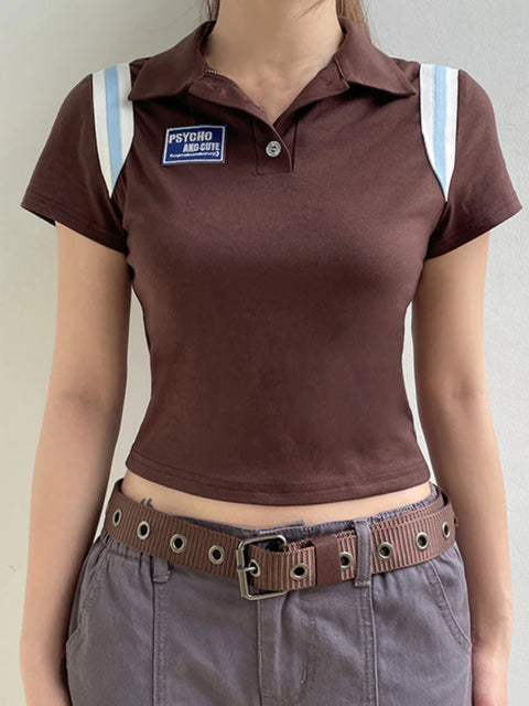 brown-stripe-stitched-buttons-turn-down-collar-short-top-2