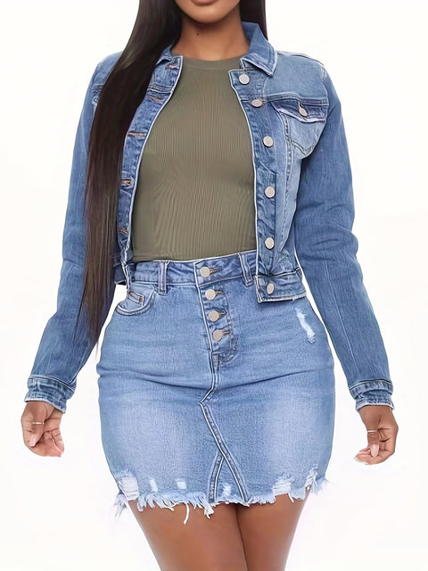 Blue Long Sleeves Denim Jackets