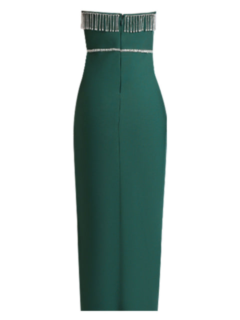 dark-green-sexy-strapless-pendant-fringe-irregular-bandage-dress-2