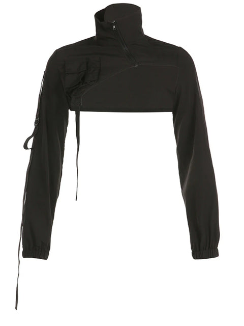 buckle-ribbon-smock-zip-up-hoodie-turtleneck-jacket-top-1