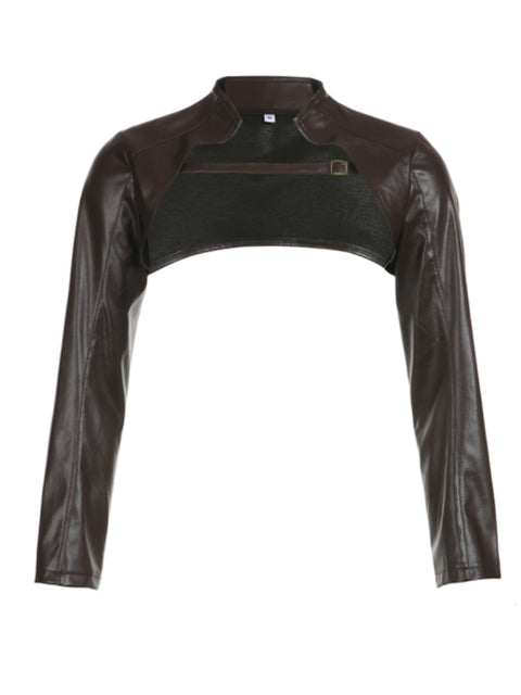 brown-buckle-pu-leather-super-short-jacket-4