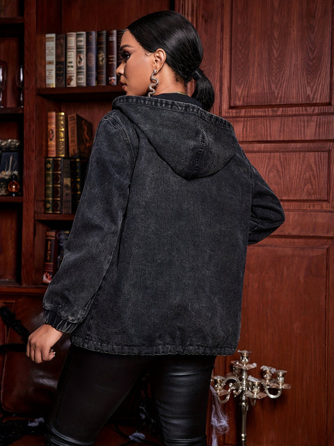 Zip Front Hooded Denim Jackets