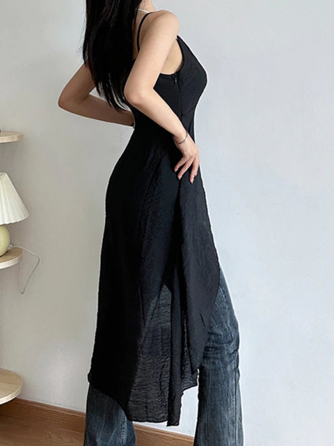 casual-holidays-black-sleeveless-halter-strap-long-top-4