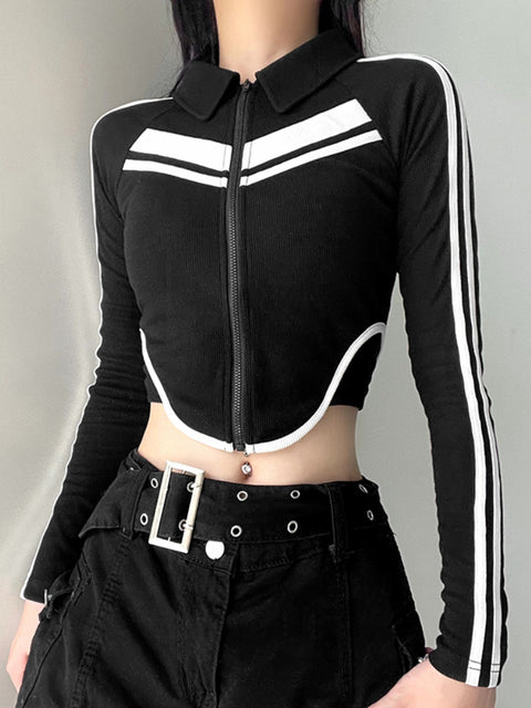 black-stripe-spliced-zip-up-top-1
