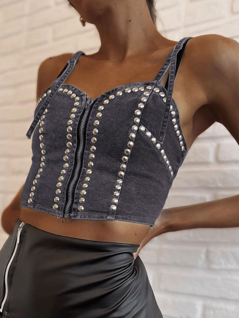 grey-zipper-rivet-punk-sexy-denim-skinny-short-top-2