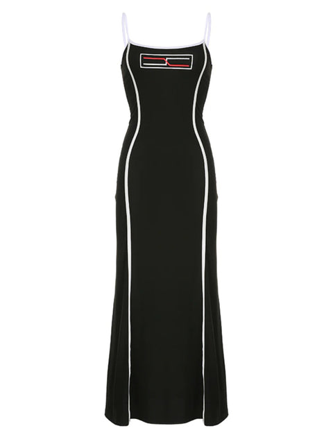 black-stripe-stitching-halter-sleeveless-long-dress-1