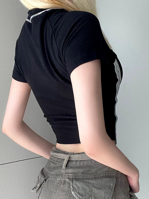 gothic-black-reflective-stripe-stitching-skinny-short-sleeve-top-3