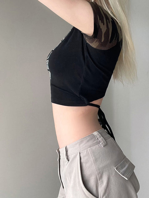 black-letter-print-short-sleeve-lace-up-slim-top-6