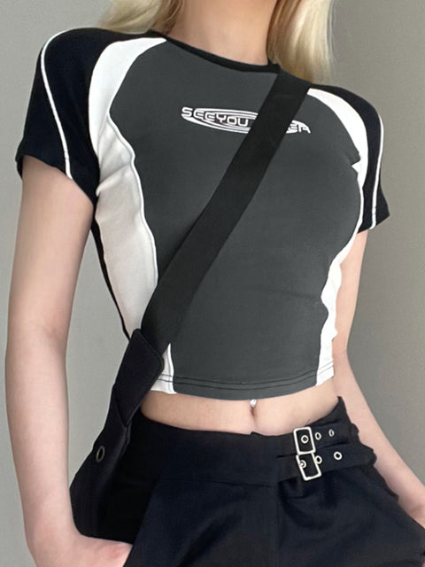 grey-letter-stripe-spliced-round-neck-short-sleeve-top-3