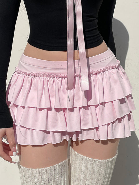sweet-pink-ruched-low-rise-mini-skirt-1