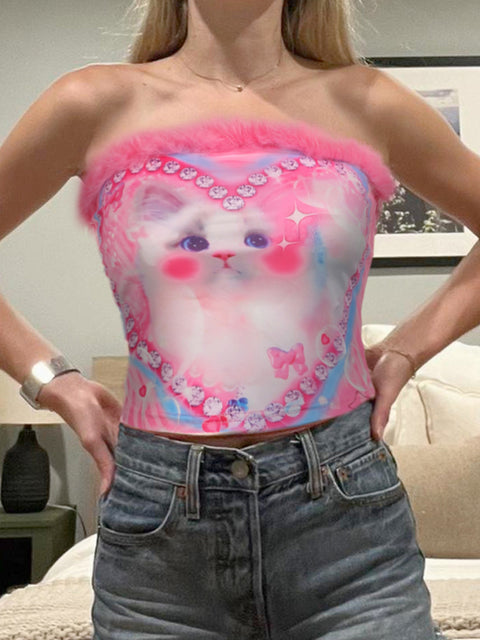 pink-animal-printed-feather-strapless-top-1