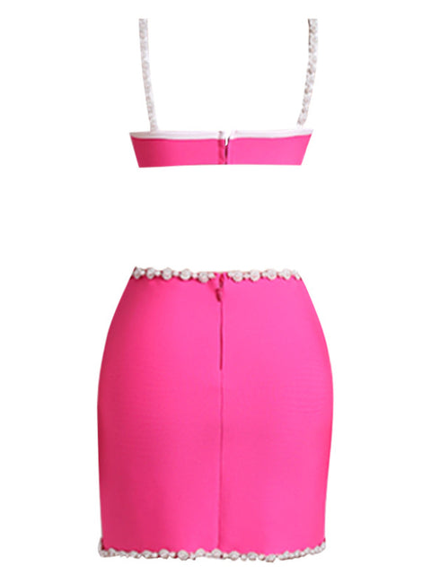 pink-pearl-sexy-cross-neck-waist-bandage-skinny-dress-2