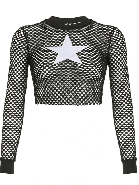 goth-star-pattern-fishnet-spliced-see-through-slim-top-1