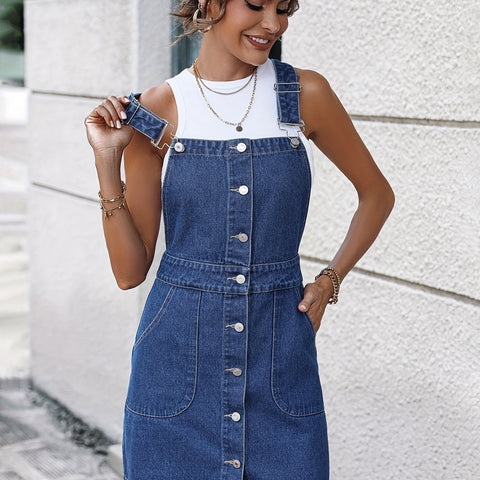Plain Non-Stretch Denim Dress