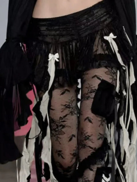 black-lace-ruffles-see-through-bow-skirt-1
