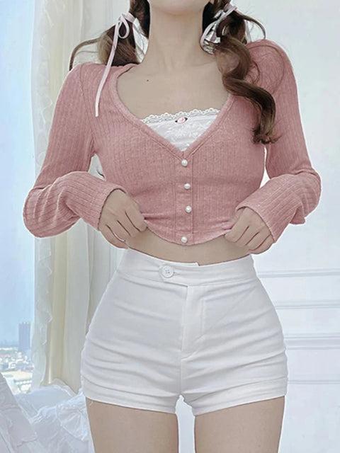 pink-knit-slim-lace-patched-top-1