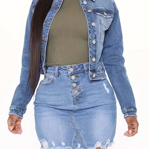 Blue Long Sleeves Denim Jackets