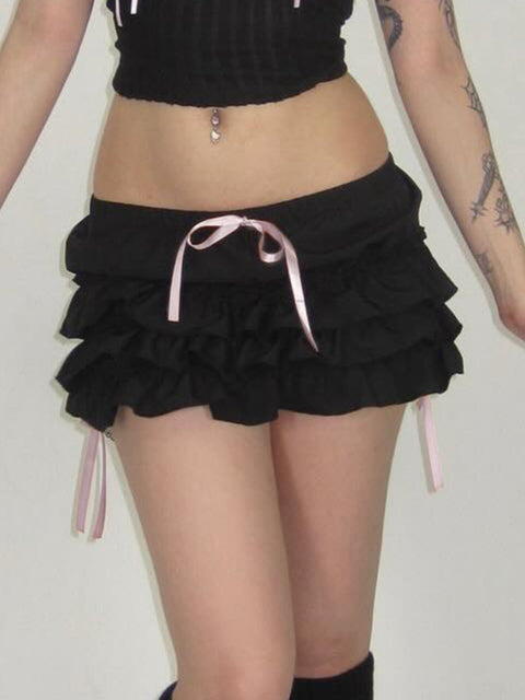 gothic-black-ruffles-bow-mini-skirt-1