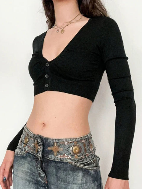 black-v-neck-buttons-crop-top-1