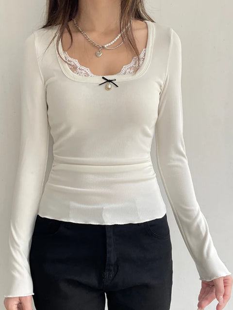 casual-white-bow-lace-trim-top-1
