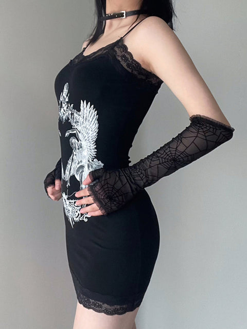 gothic-black-lace-trim-skinny-strap-printed-halter-mini-dress-4