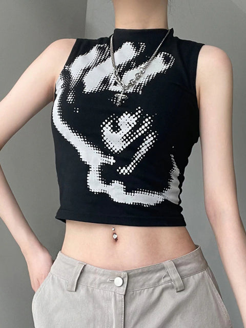 gothic-black-fingers-printing-sleeveless-top-2