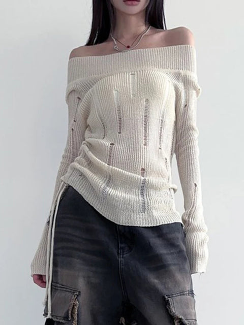 retro-hole-off-shoulder-drawstring-sweater-1
