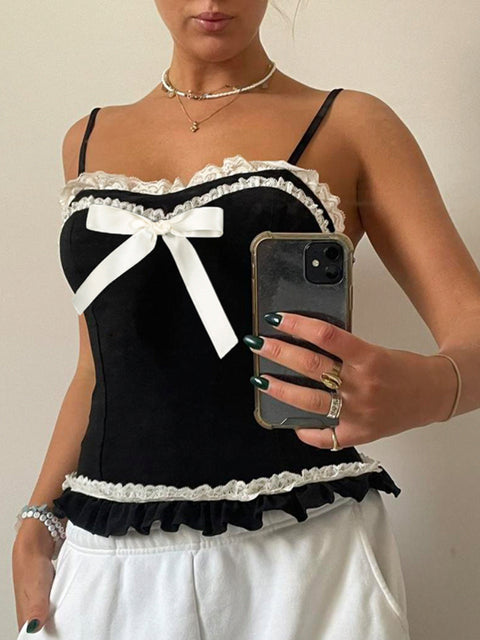 black-bow-lace-patchwork-ruffles-cropped-top-1