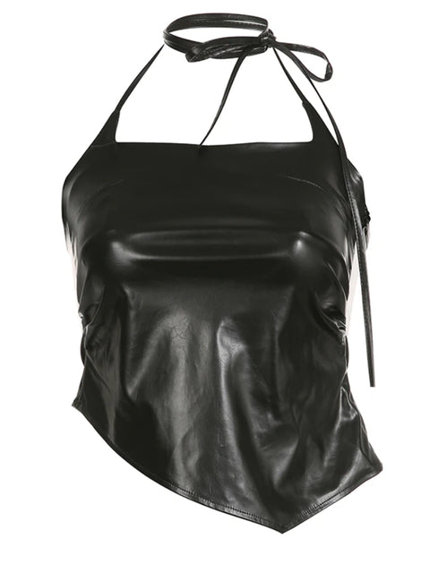 black-asymmetrical-halter-neck-leather-top-1