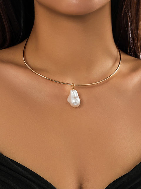 punk-imitation-pearl-pendant-choker-necklace-1