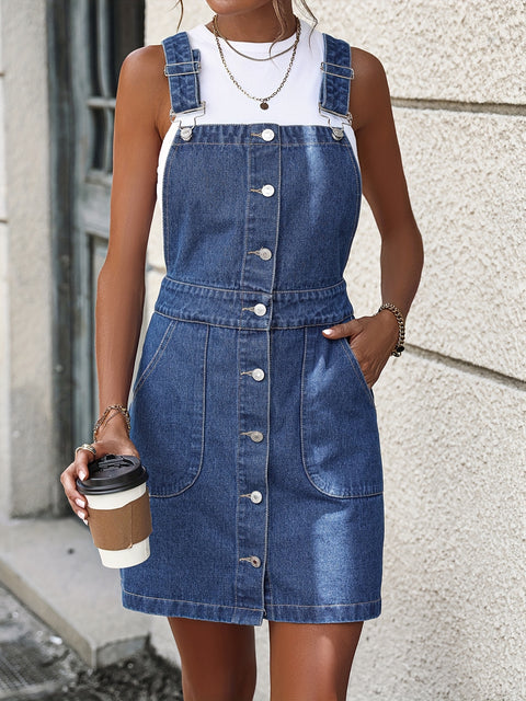 Plain Non-Stretch Denim Dress