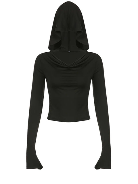 goth-black-long-sleeve-hooded-fitness-slim-top-1