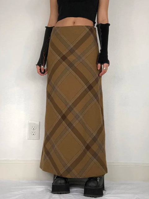 vintage-khaki-plaid-long-skirt-1