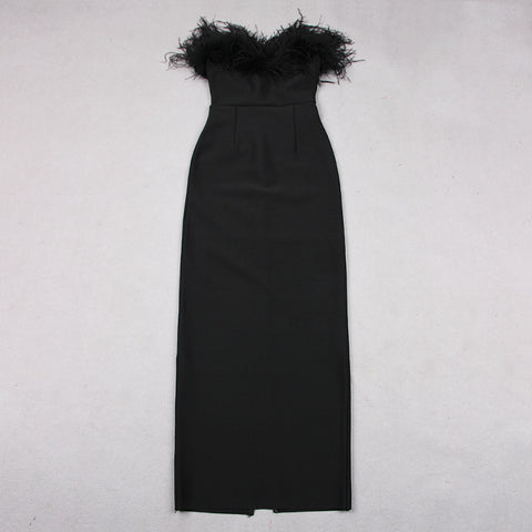 black-bandage-feather-sleeveless-skinny-sexy-party-dress-4