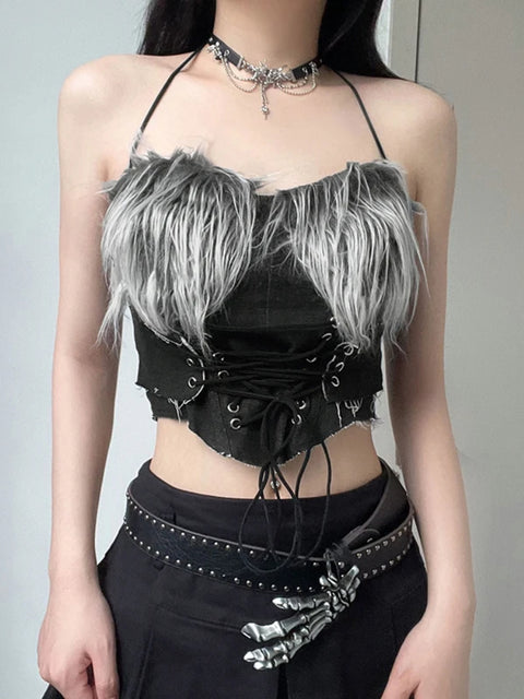 black-backless-sexy-zipper-faux-fur-halter-top-1