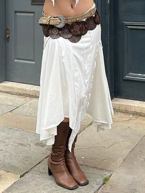 white-low-waist-loose-irregular-hem-skirt-3