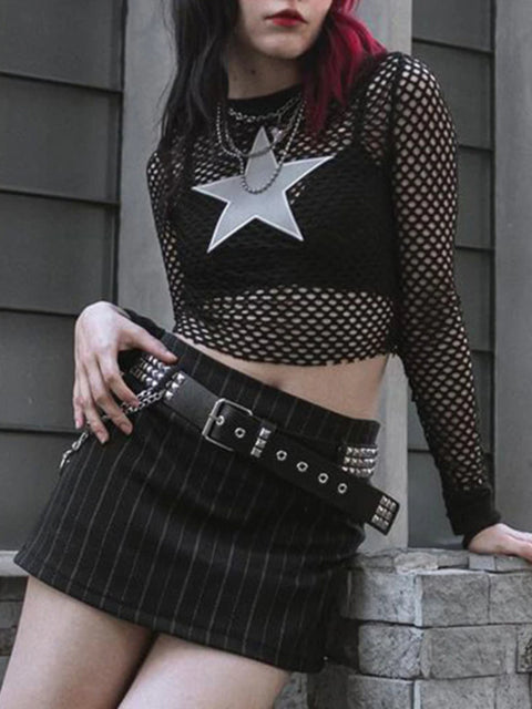 goth-star-pattern-fishnet-spliced-see-through-slim-top-2