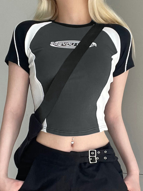 grey-letter-stripe-spliced-round-neck-short-sleeve-top-2