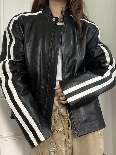 black-leather-zip-up-stand-collar-jacket-coat-1