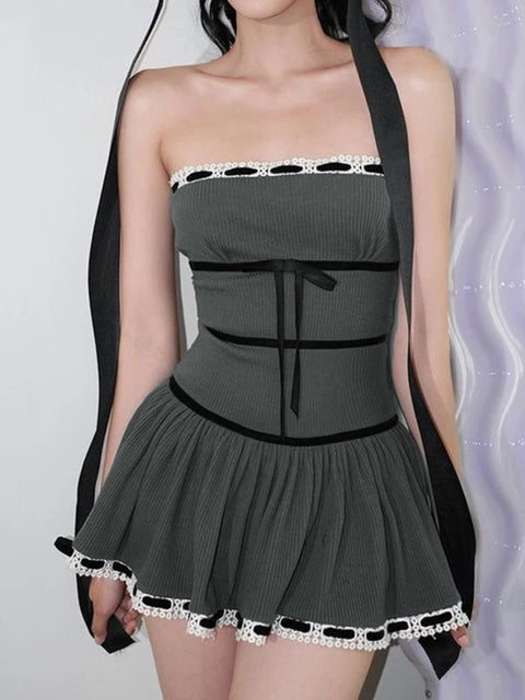 black-strapless-lace-trim-tie-up-bow-mini-dress-1